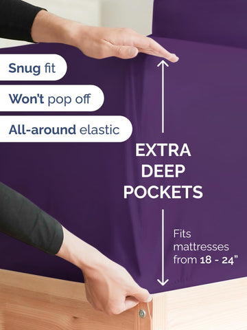 CGK Unlimited topper-friendly fitted sheet minimizes corner lift.