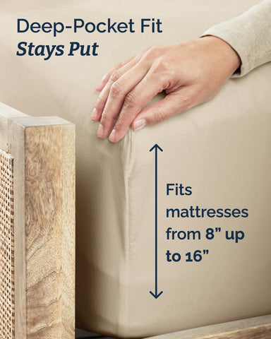 CGK Unlimited deep-pocket design keeps sheets in place on twin bed