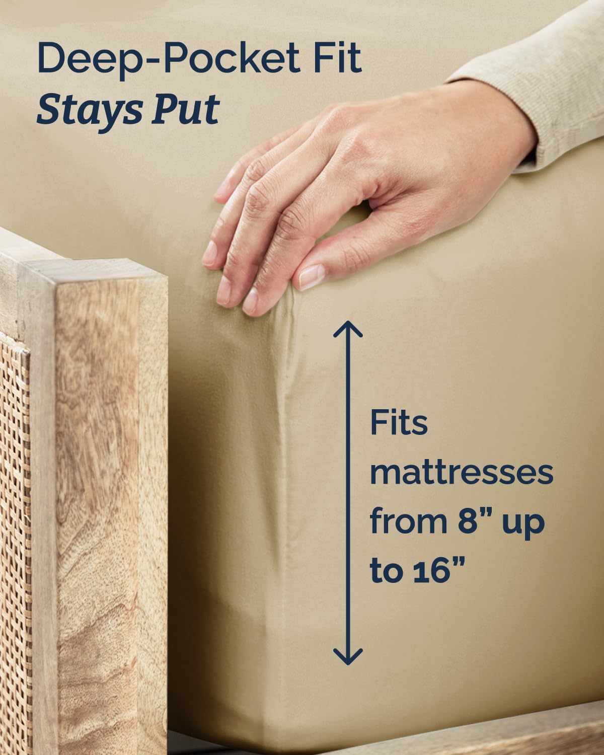 CGK Unlimited deep-pocket design keeps sheets snug on larger mattresses