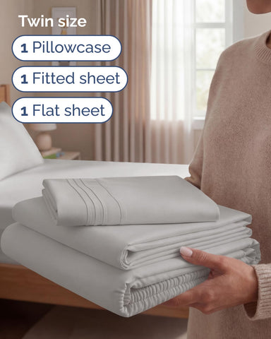 CGK Unlimited Twin 3-Piece Sheet Set fitted sheet with deep pockets for a secure fit