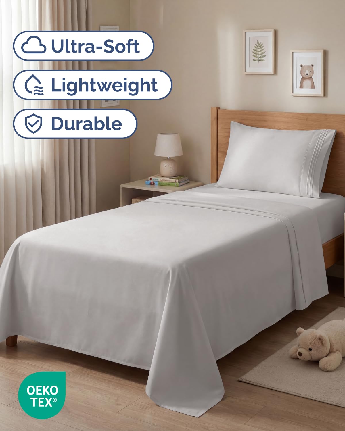 CGK Unlimited Twin 3-Piece Sheet Set flat sheet ready for smooth sleep
