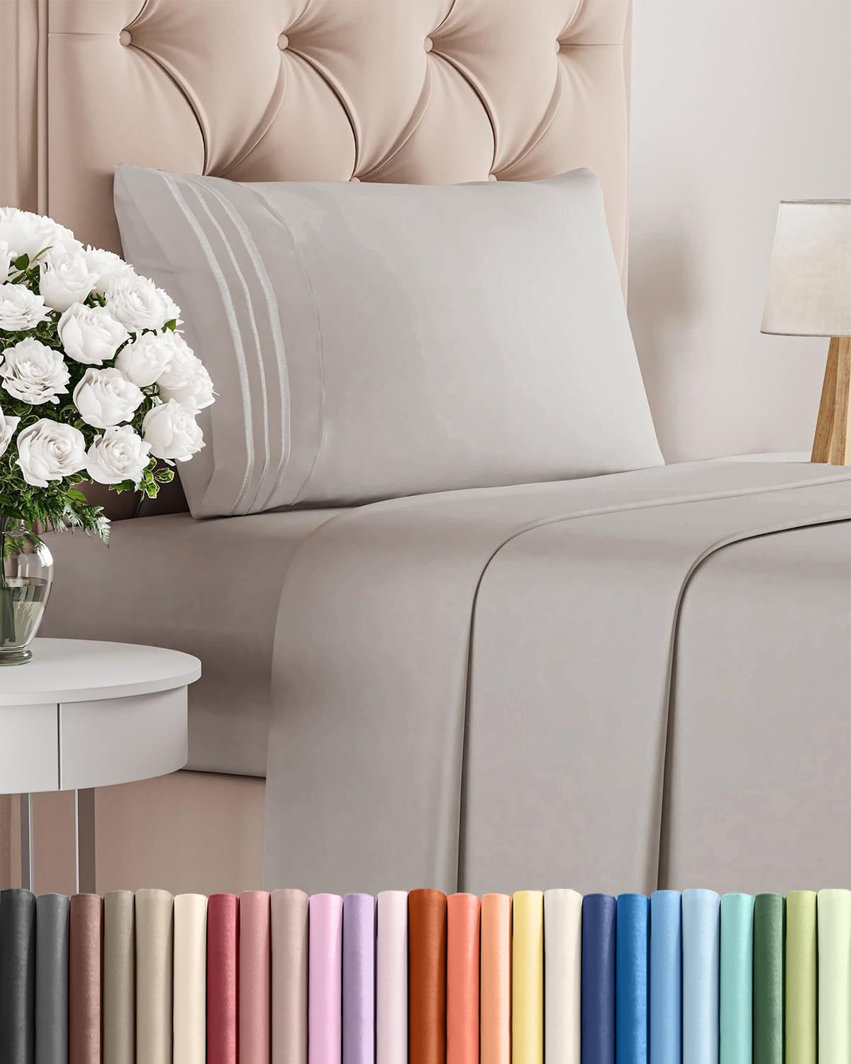 CGK Unlimited Twin 3-Piece Sheet Set light grey packaging shows premium unboxing experience