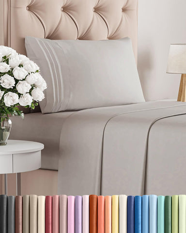 CGK Unlimited Twin 3-Piece Sheet Set light grey packaging shows premium unboxing experience