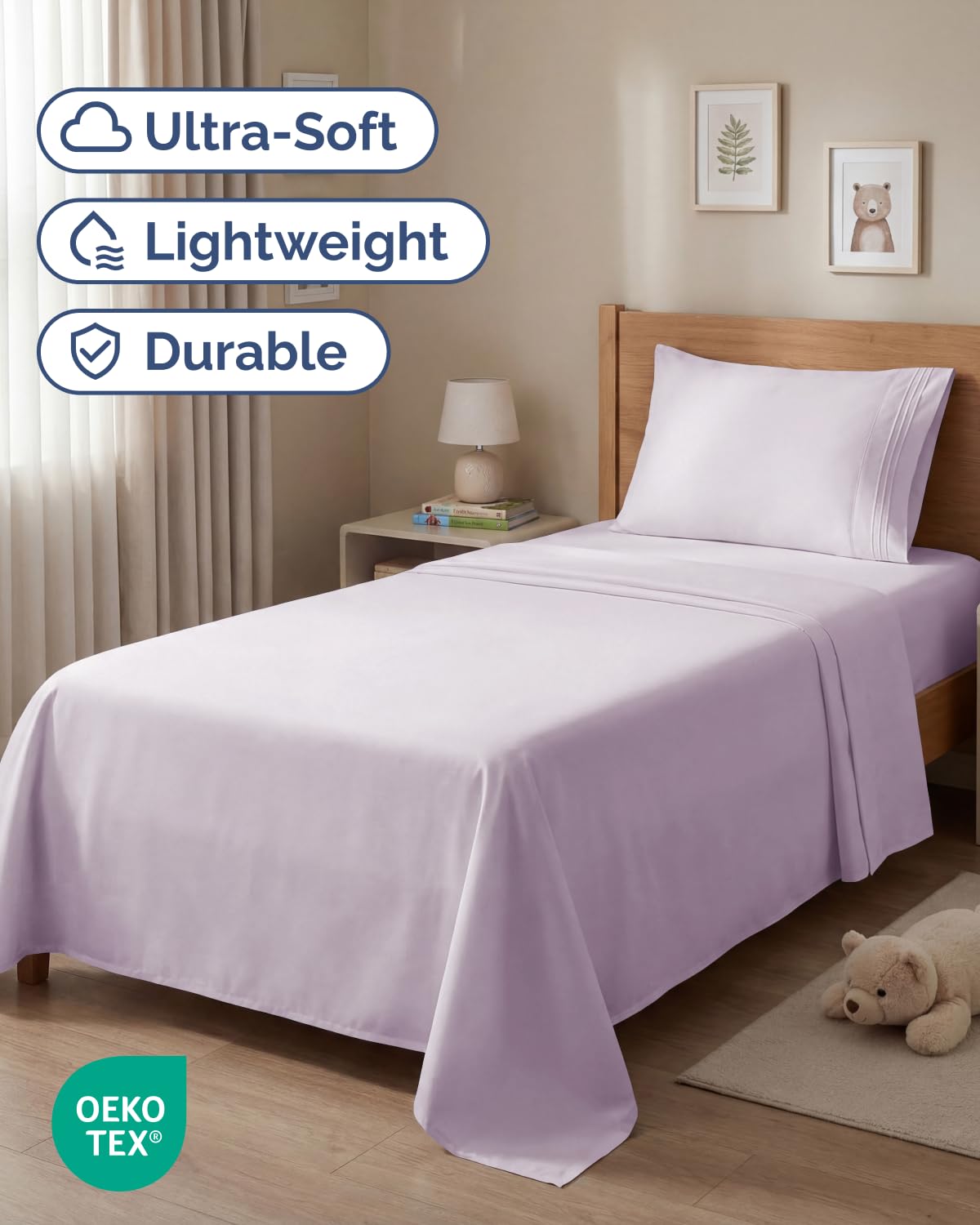 CGK Unlimited twin-size fitted sheet with deep pockets secures mattresses up to 16 inches