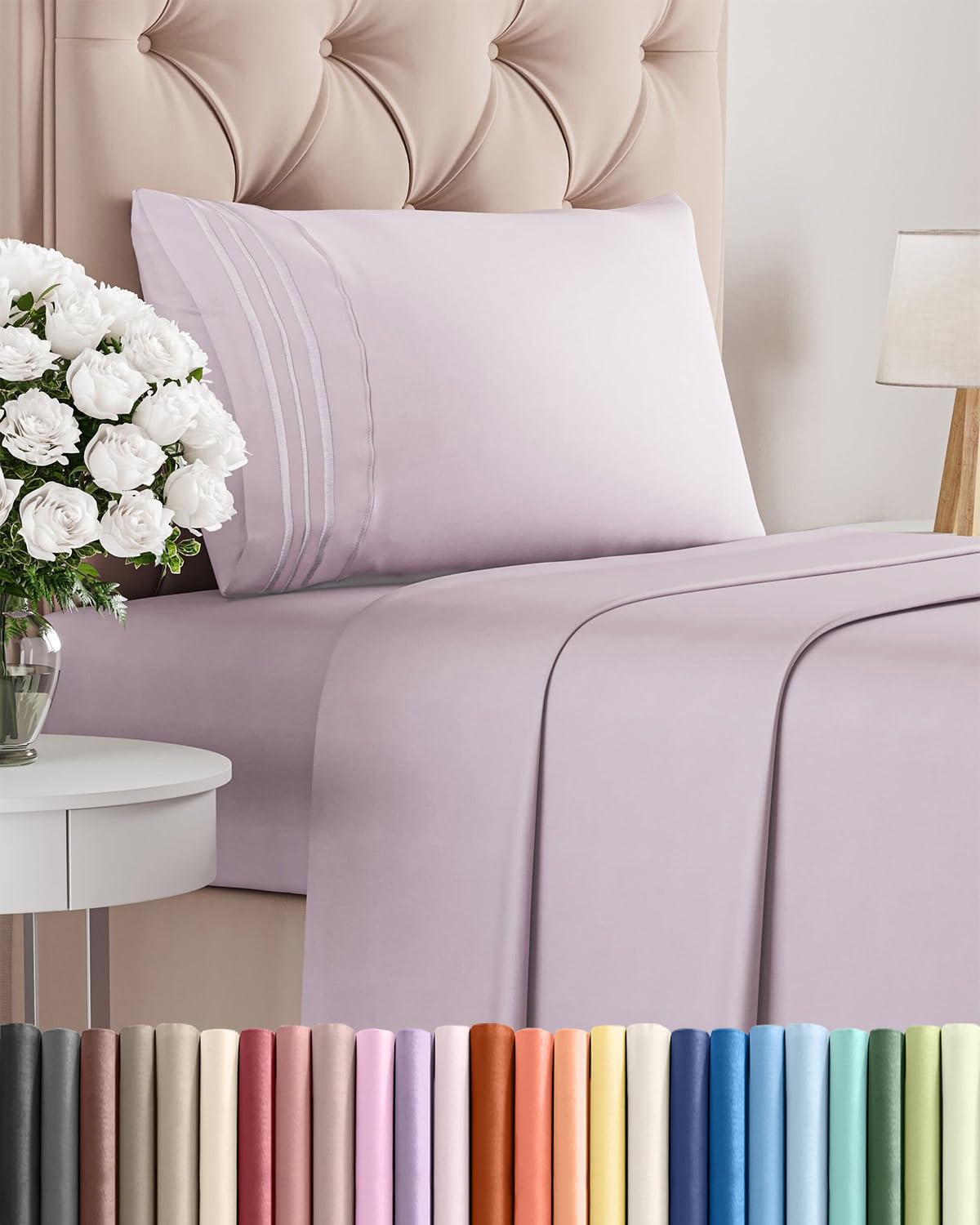 CGK Unlimited twin-size flat sheet in light lavender offers cooling comfort