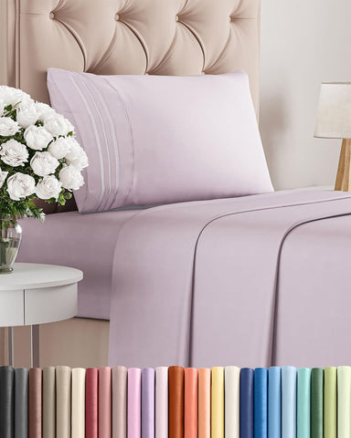 CGK Unlimited twin-size flat sheet in light lavender offers cooling comfort