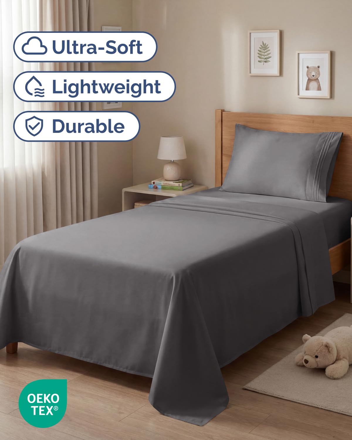 CGK Unlimited flat sheet dark grey – smooth coverage with breathable weave.