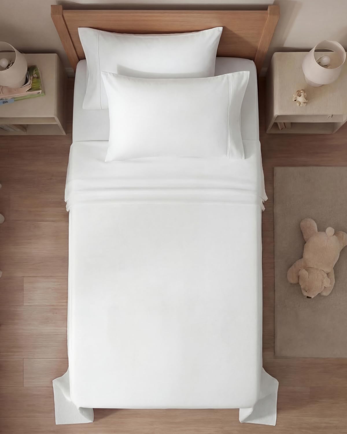 CGK Unlimited wrinkle-free bedding on bed for easy care