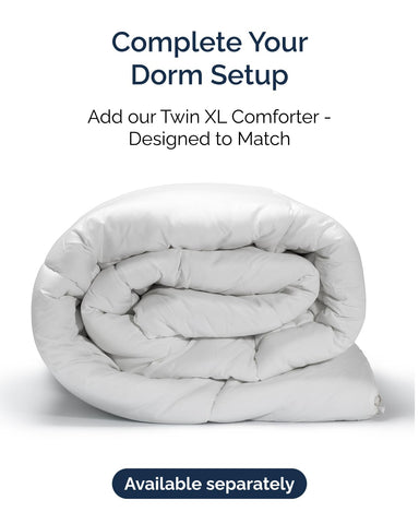 CGK Unlimited bedroom setup with white twin sheet set in a modern room
