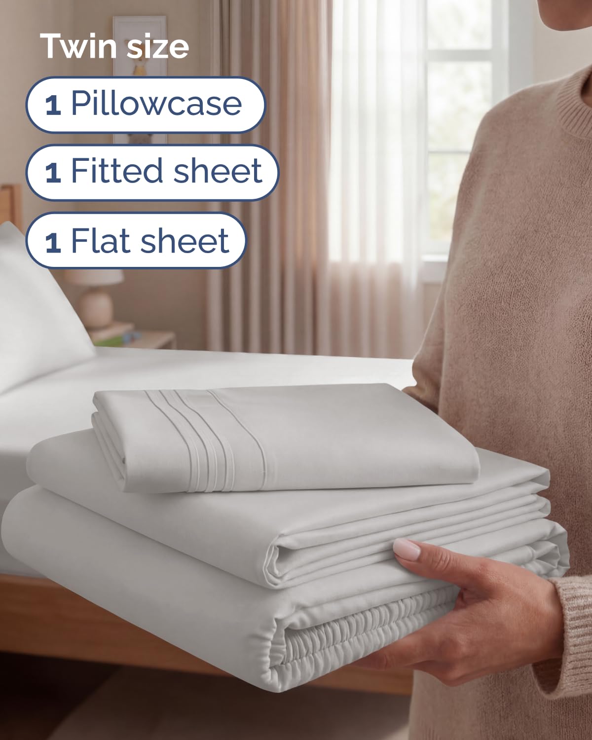CGK Unlimited fitted sheet 75x38 with deep pockets ensures secure fit.