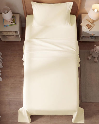 CGK Unlimited room setup with off-white sheets for hotel-like look