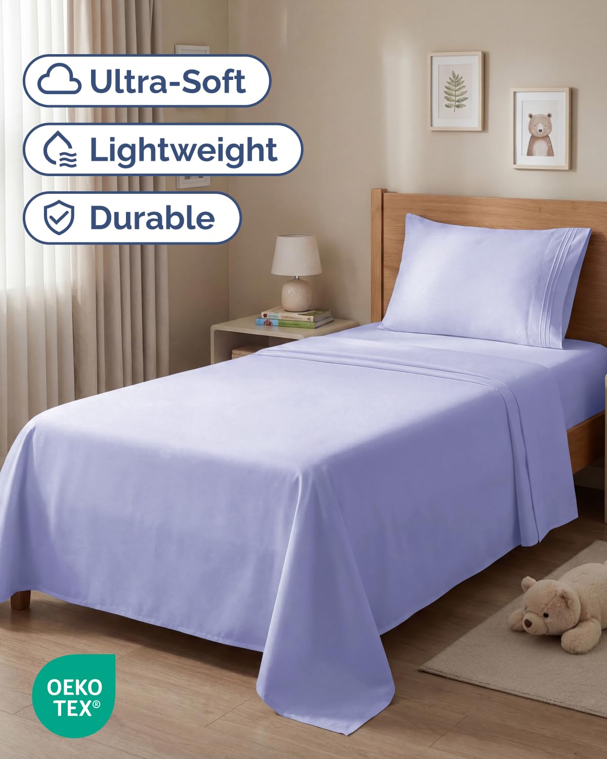 CGK Unlimited lavender fitted sheet with deep pockets for secure fit