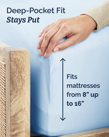 Deep pockets up to 16 inches securing the mattress fit