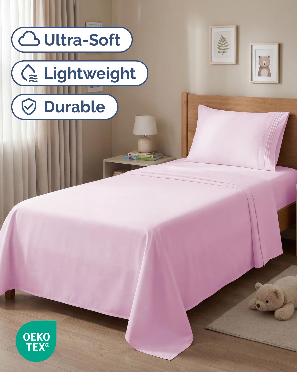 CGK Unlimited twin sheet set fitted sheet designed for deep pockets and easy fit.
