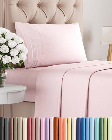 CGK Unlimited twin-size 3-piece sheet set on bed with hotel-luxury appearance