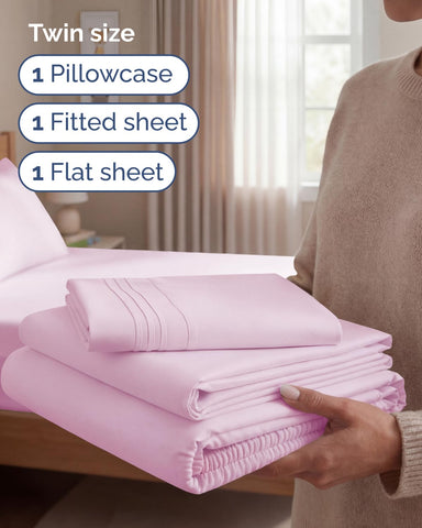 CGK Unlimited twin sheet set pillow case adds soft, durable comfort.