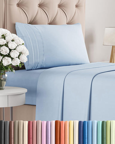 CGK Unlimited twin-size sheet set in sky blue with hotel luxury look
