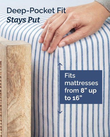 Deep-pocket design fits up to 16 inches for universal mattress compatibility