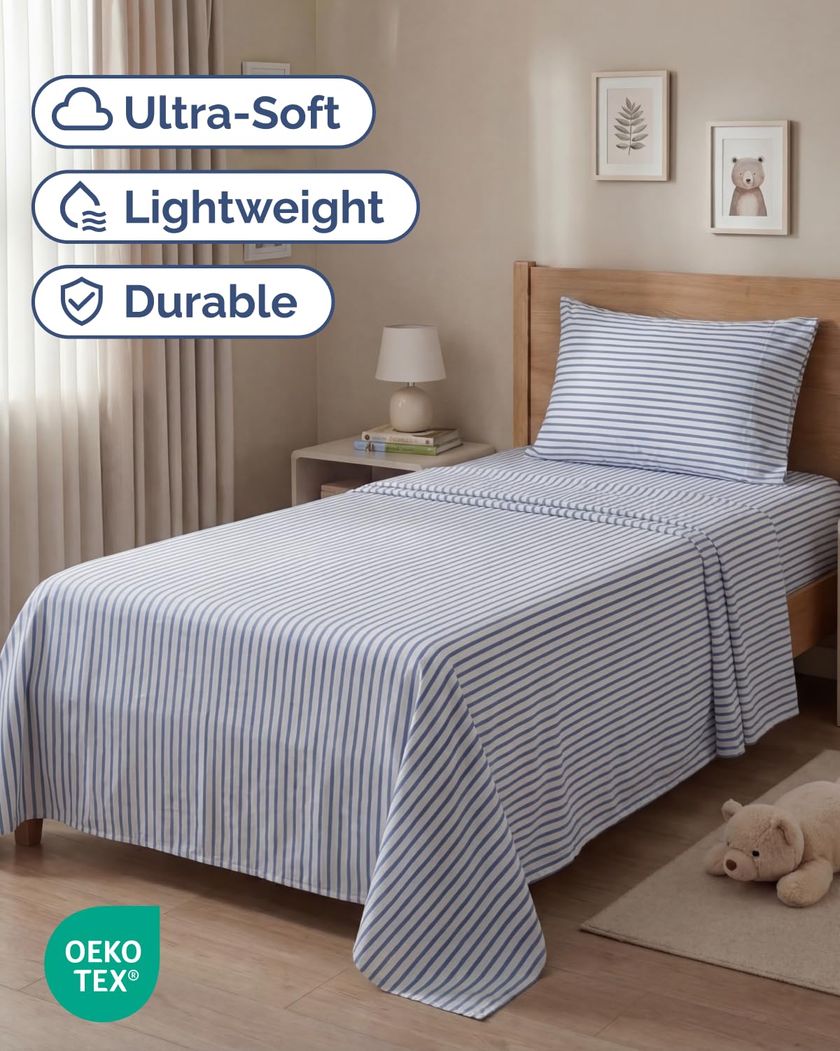 CGK Unlimited fitted sheet fits mattresses up to 16 inches for a secure fit