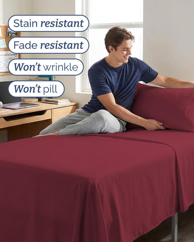 Burgundy CGK Unlimited sheet set conveys hotel-luxe vibe
