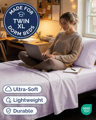 CGK Unlimited Twin XL fitted sheet with deep pockets fits mattresses up to 16 inches.
