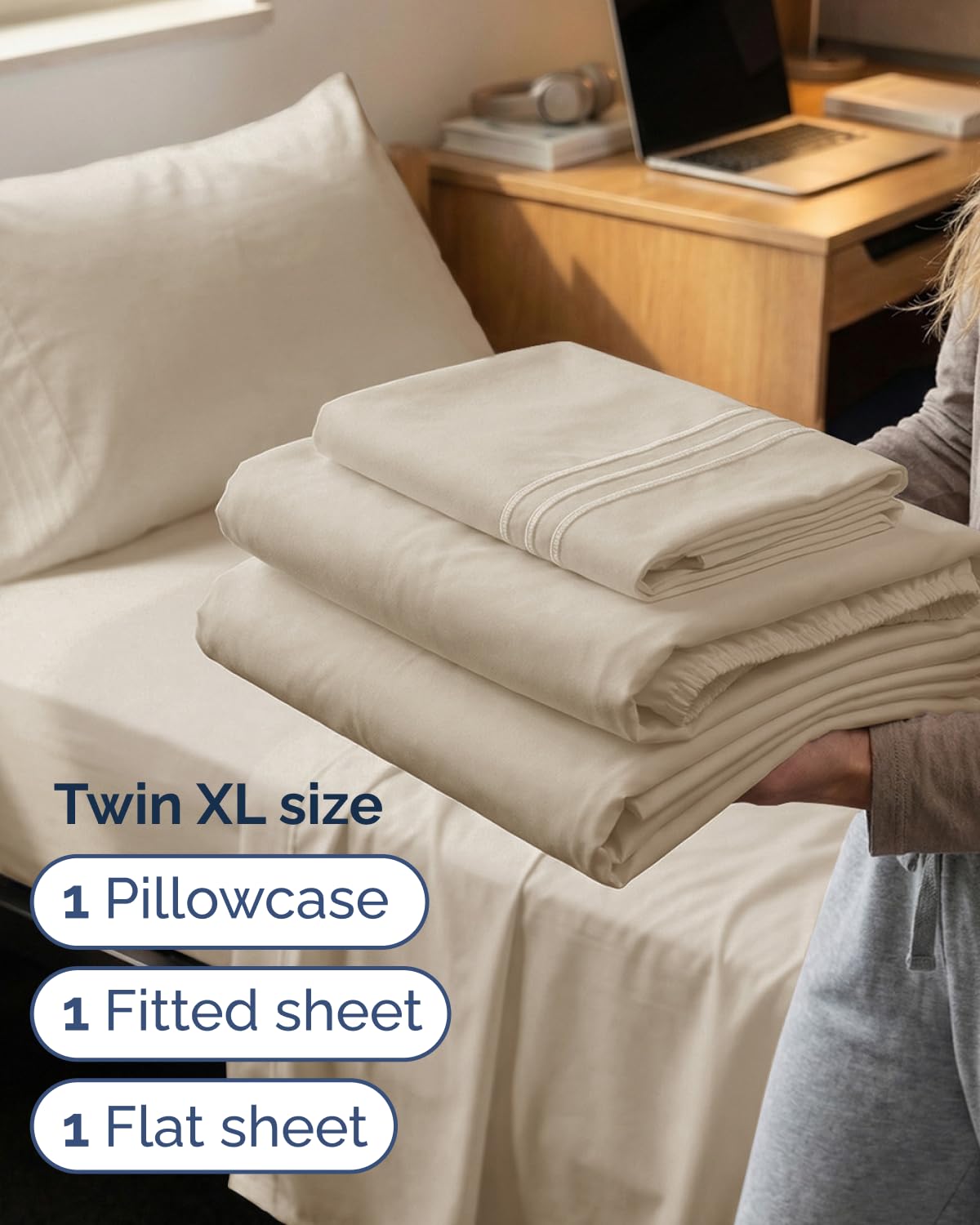 CGK Unlimited Twin XL fitted sheet demonstrates deep-pocket fit