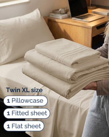 CGK Unlimited Twin XL fitted sheet demonstrates deep-pocket fit