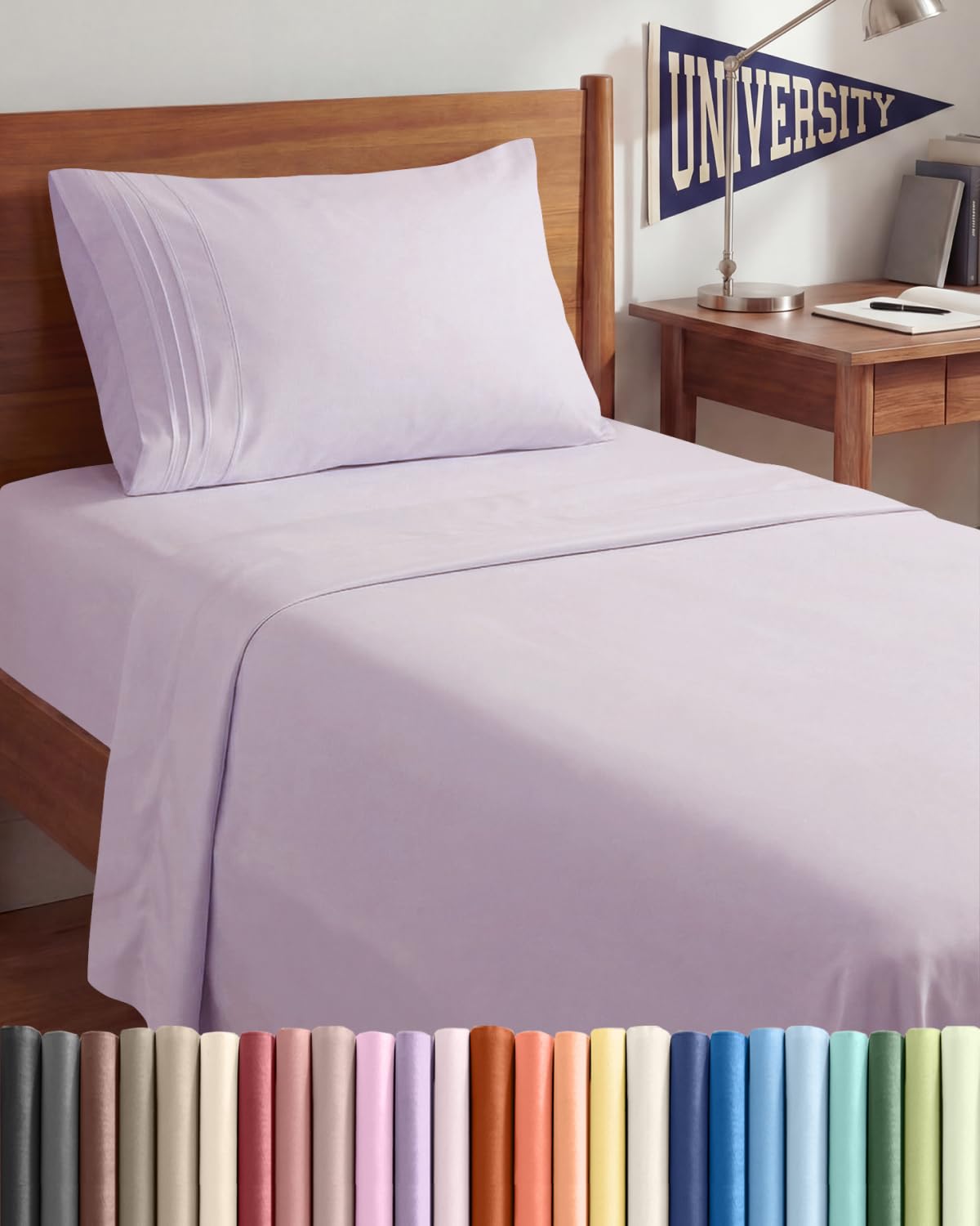 CGK Unlimited Twin XL flat sheet close-up shows breathable microfiber for cooler nights.
