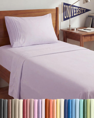 CGK Unlimited Twin XL flat sheet close-up shows breathable microfiber for cooler nights.