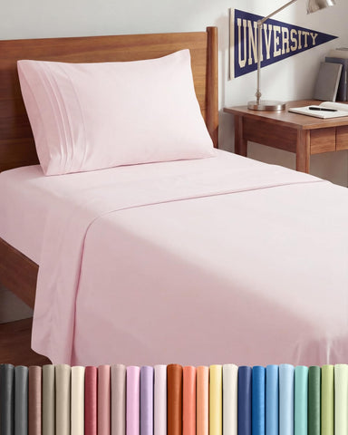 CGK Unlimited Twin XL sheet set flat sheet lavender pink for cooling, silky comfort