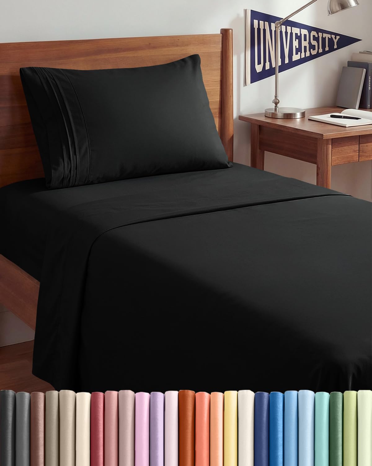 CGK Unlimited Twin XL 3-Piece Sheet Set flat sheet with breathable cooling fabric.