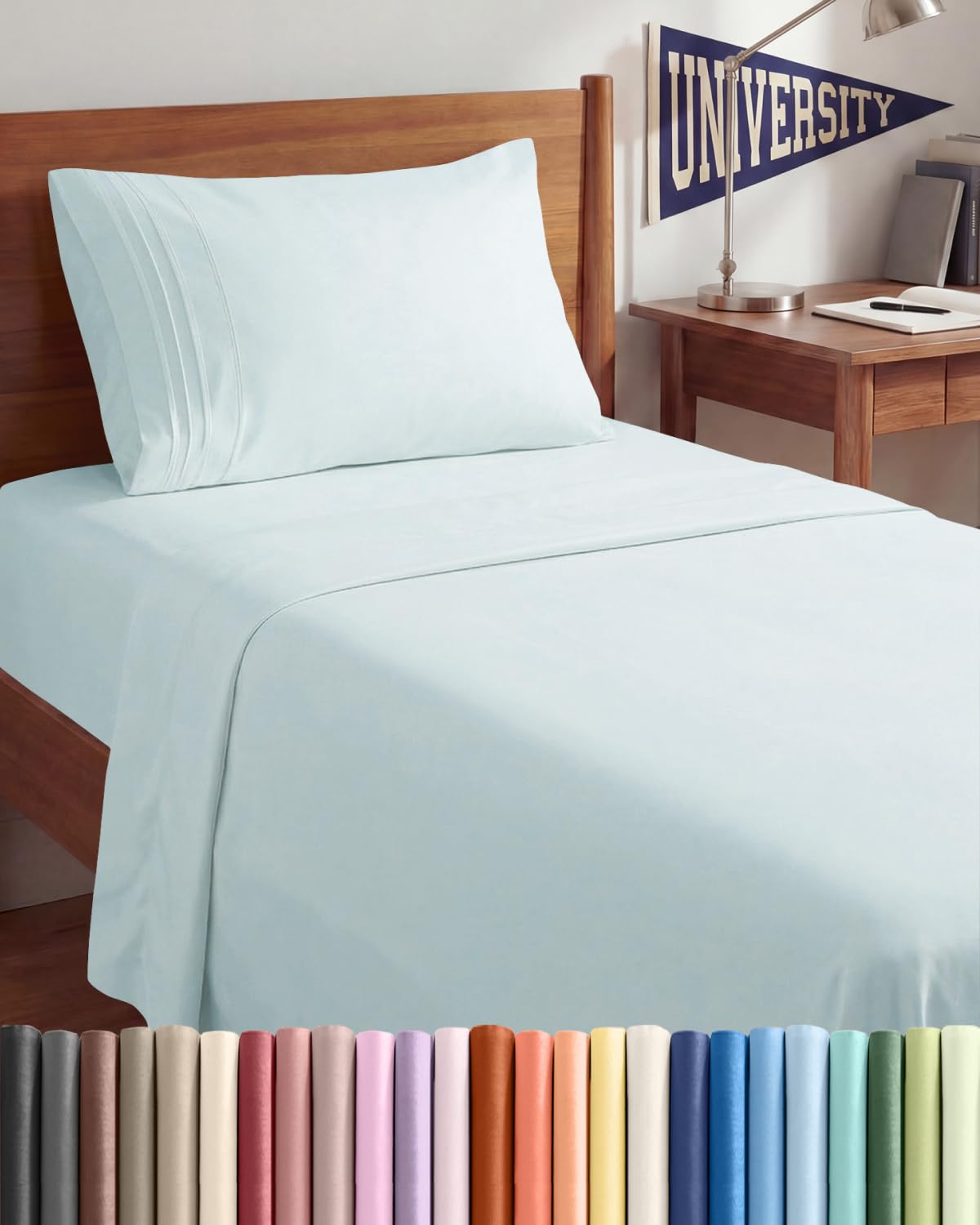 CGK Unlimited twin xl flat sheet in ice blue for cool, breathable comfort.