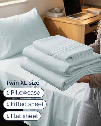 CGK Unlimited pillow case in ice blue with silky-soft feel for restful nights.
