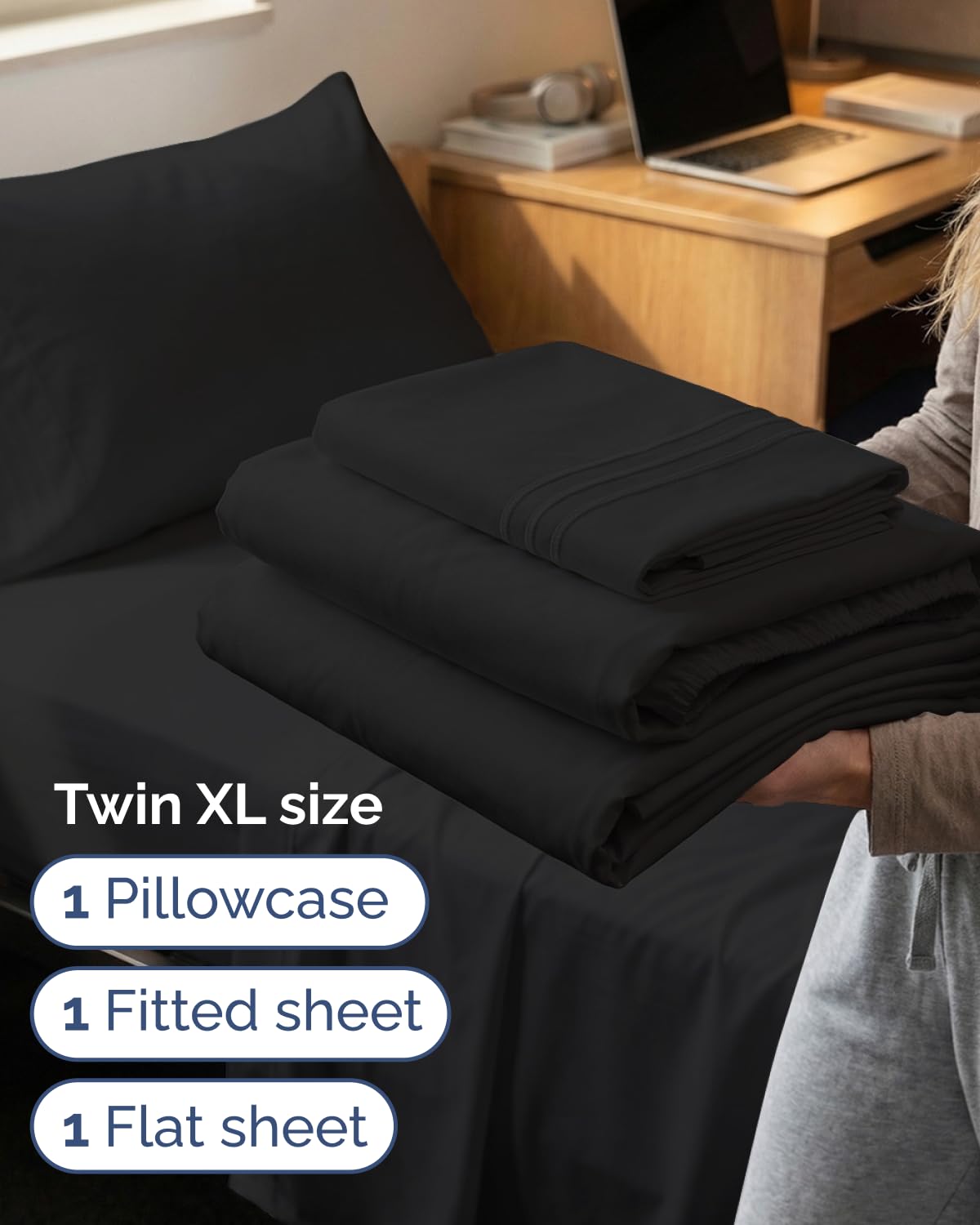 CGK Unlimited Twin XL 3-Piece Sheet Set pillow case delivers silky softness.