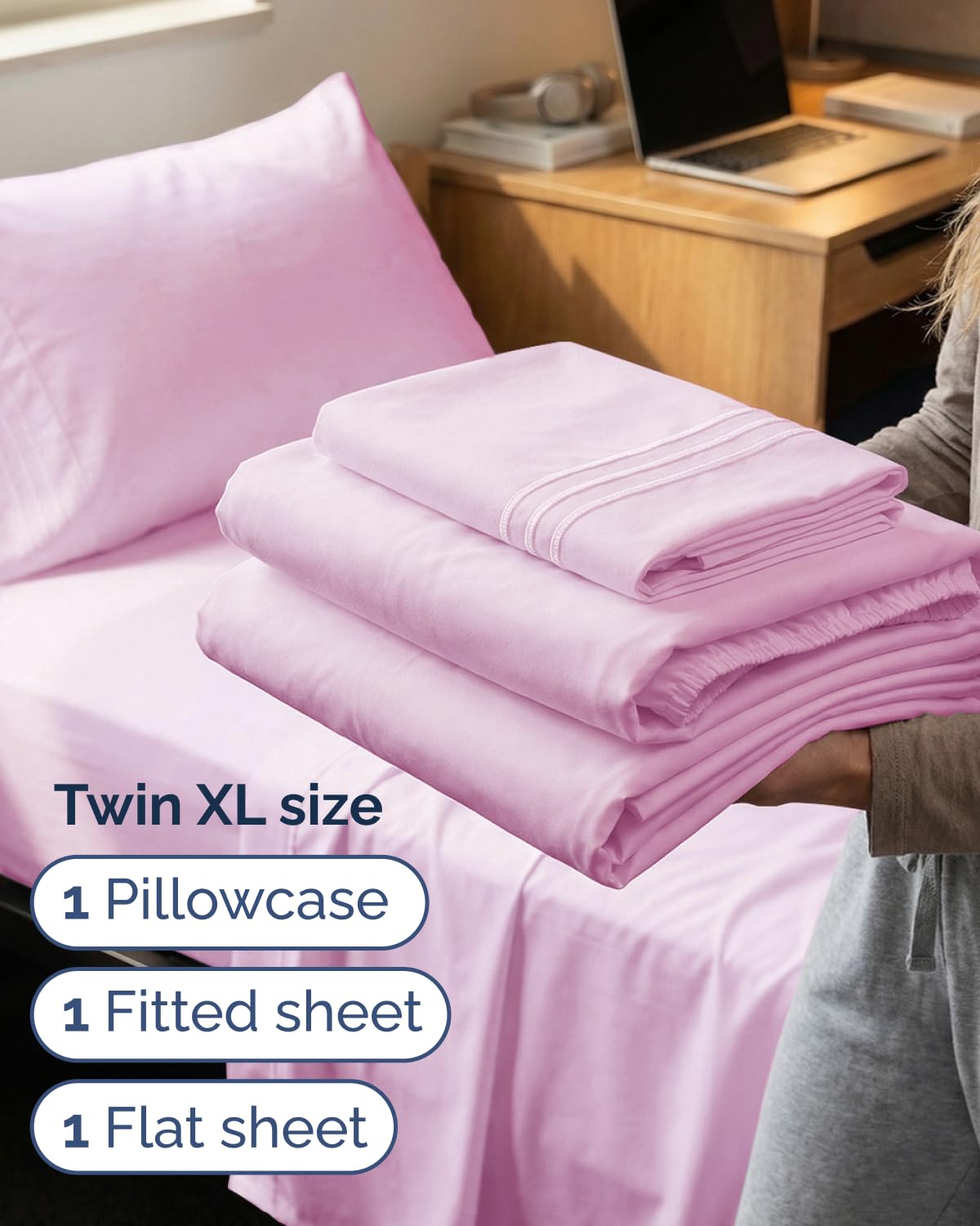 CGK Unlimited 3-piece sheet set pillowcase with smooth microfibers