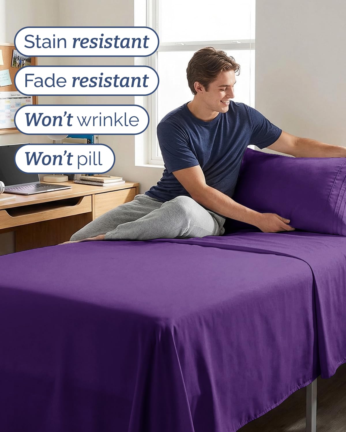 CGK Unlimited purple breathable microfiber promotes cool, comfortable sleep
