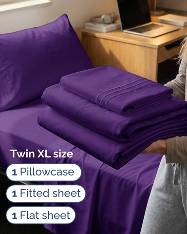 CGK Unlimited purple pillowcase included for a complete luxe look and soft touch