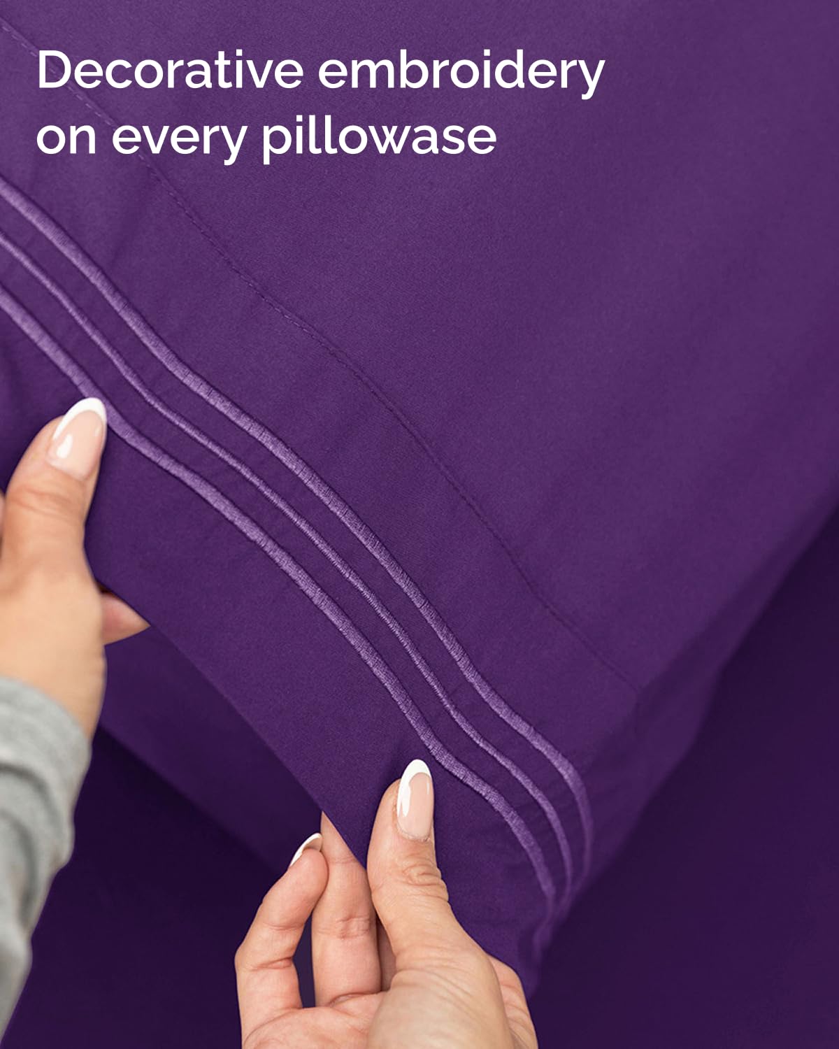 CGK Unlimited purple extra-soft fabric provides a luxurious feel night after night