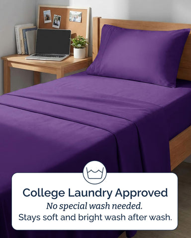 CGK Unlimited purple wrinkle-resistant microfiber keeps sheets smooth and easy to care for