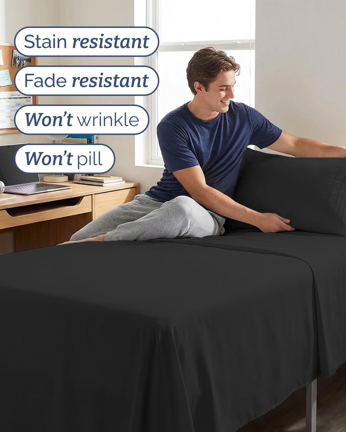 CGK Unlimited Twin XL 3-Piece Sheet Set soft microfiber feel.
