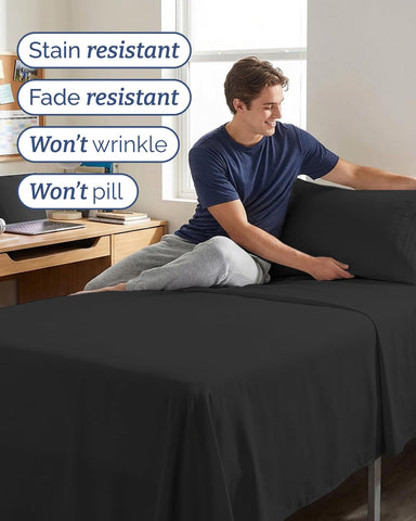 CGK Unlimited Twin XL 3-Piece Sheet Set soft microfiber feel.