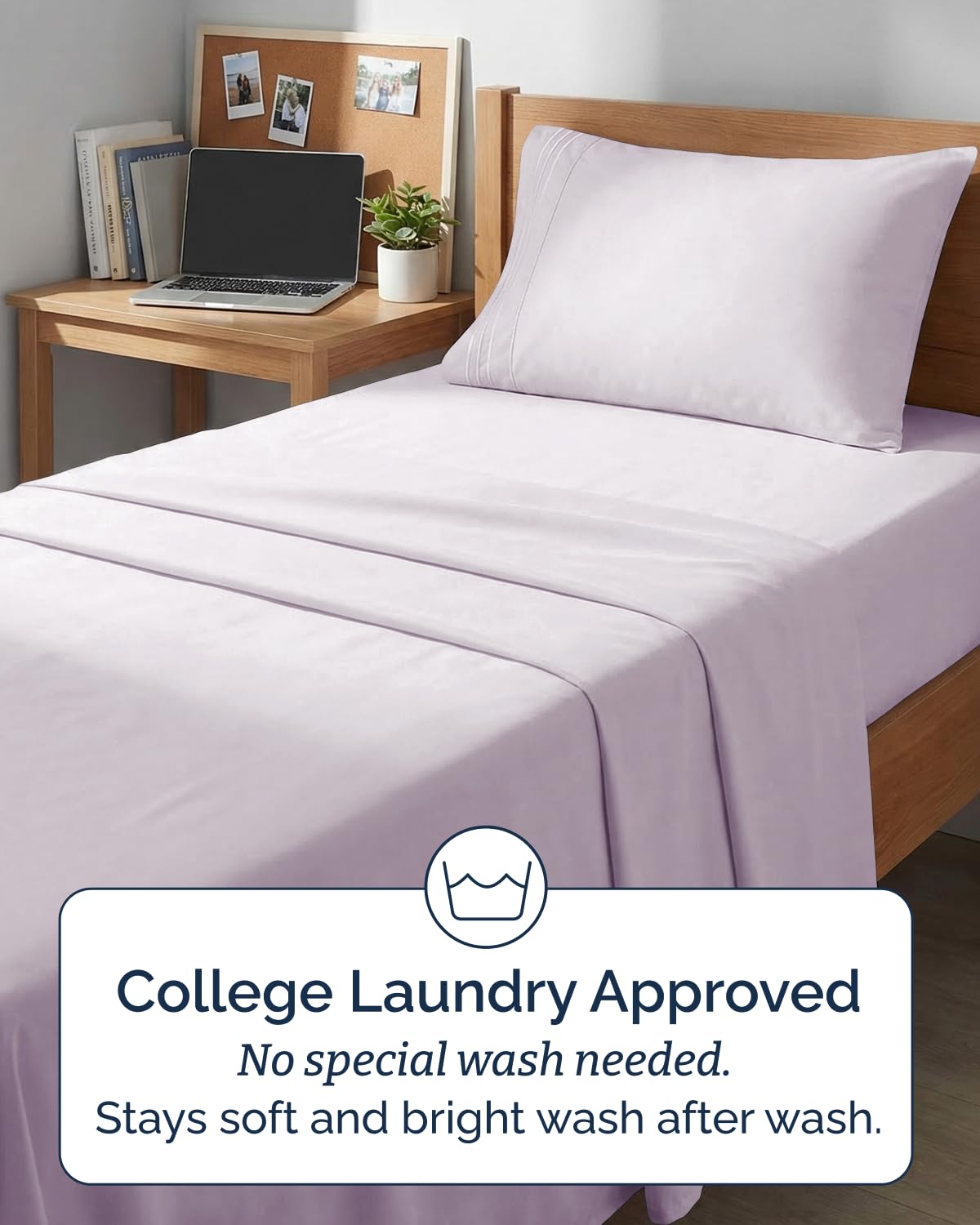 CGK Unlimited Twin XL wrinkle-free finish helps maintain a neat bed.