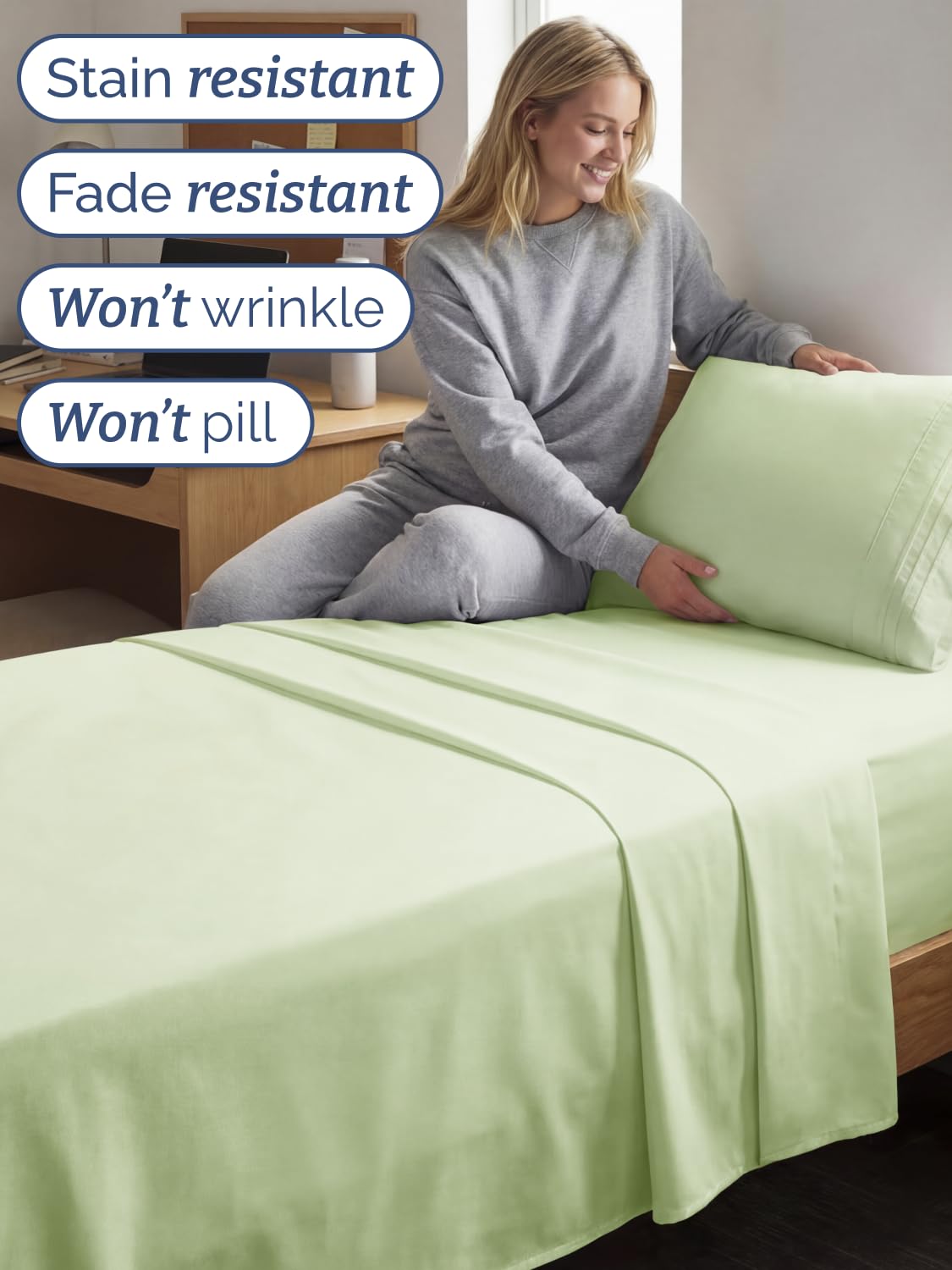 CGK Unlimited sheets wrinkle-free finish for easy care