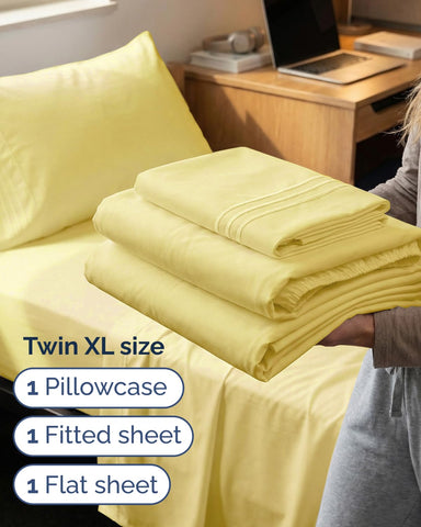 CGK Unlimited Twin XL 3pc sheet set pillow case highlights softness and smooth finish
