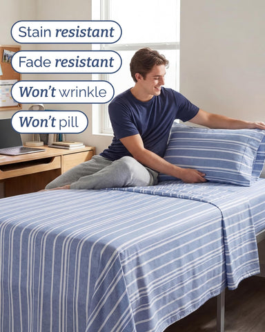Deep-pocket fit from CGK Unlimited Twin XL 3pc set on mattress