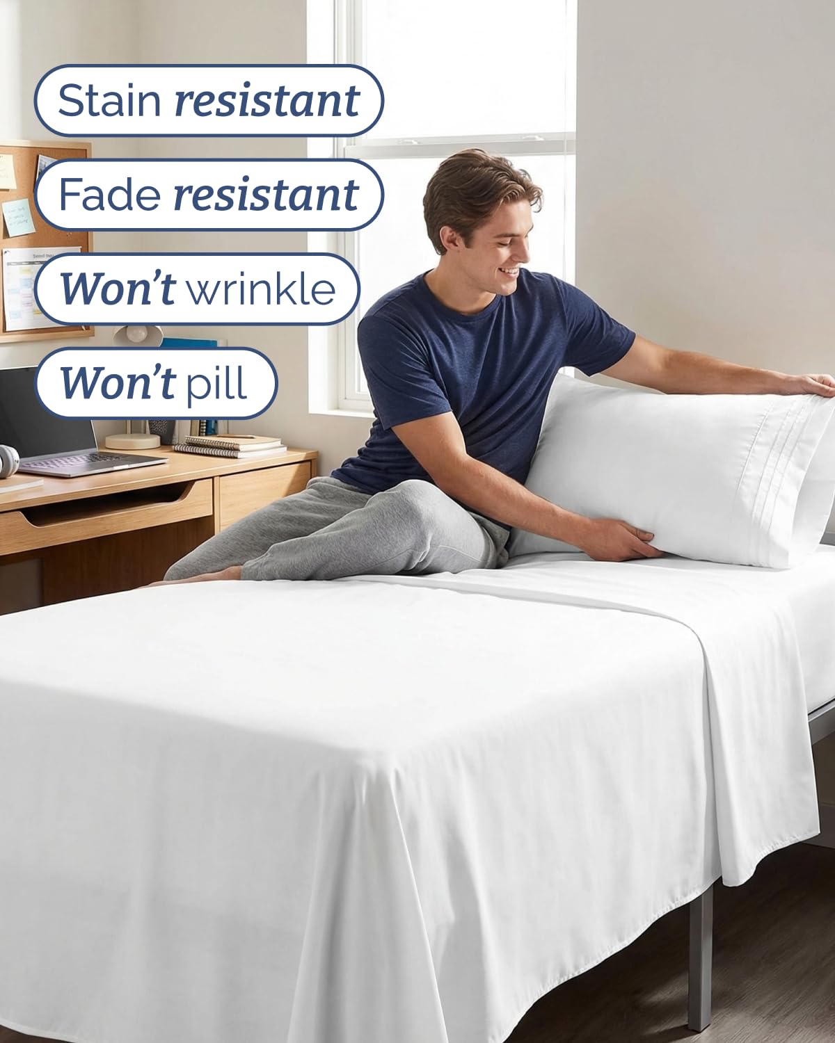 CGK Unlimited Twin XL 3pc sheet set easy fit helps beds look neat
