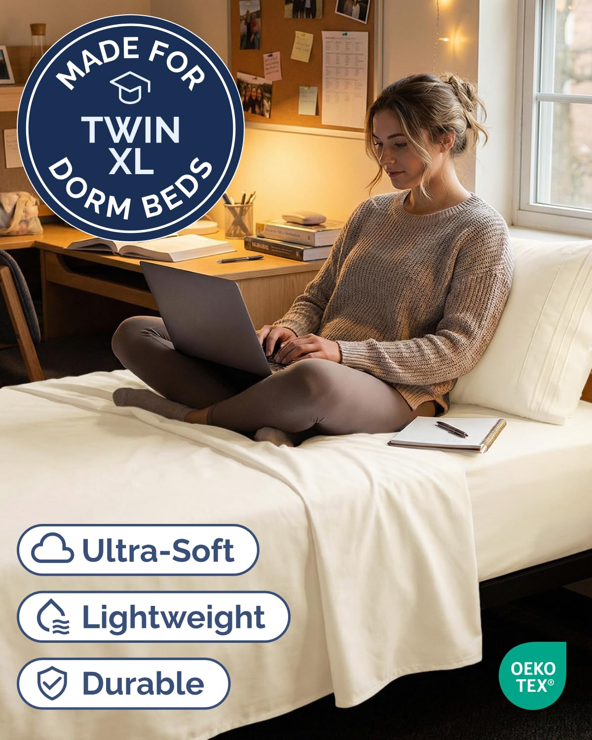 CGK Unlimited Twin XL fitted sheet close-up highlights deep pockets and secure fit.