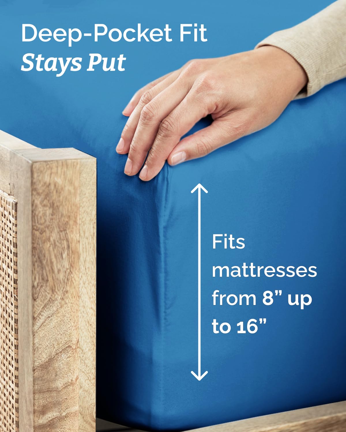 CGK Unlimited Twin XL fitted sheet deep pocket demonstrates secure, universal fit