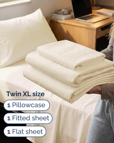 CGK Unlimited Twin XL flat sheet on bed emphasizes breathable luxury.
