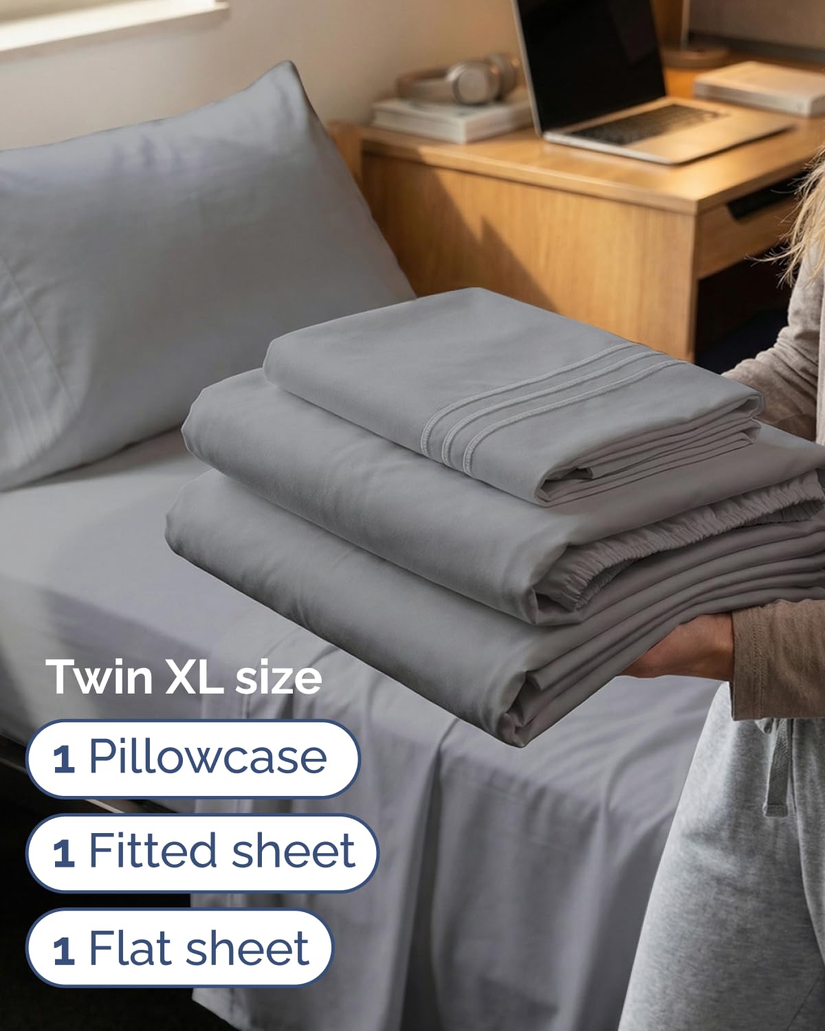 CGK Unlimited Twin XL pillow-case covering a pillow for tidy, comfortable sleep